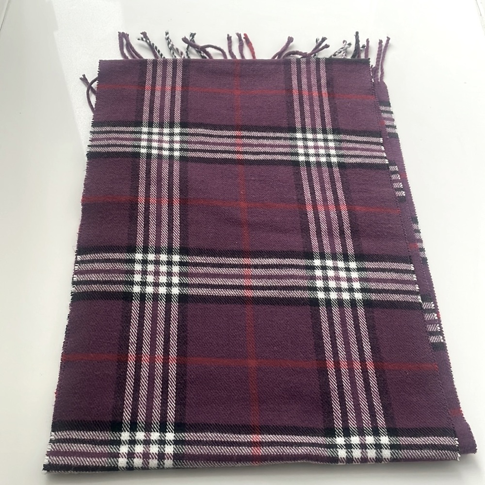 Purple Plaid Cashmere Scarf